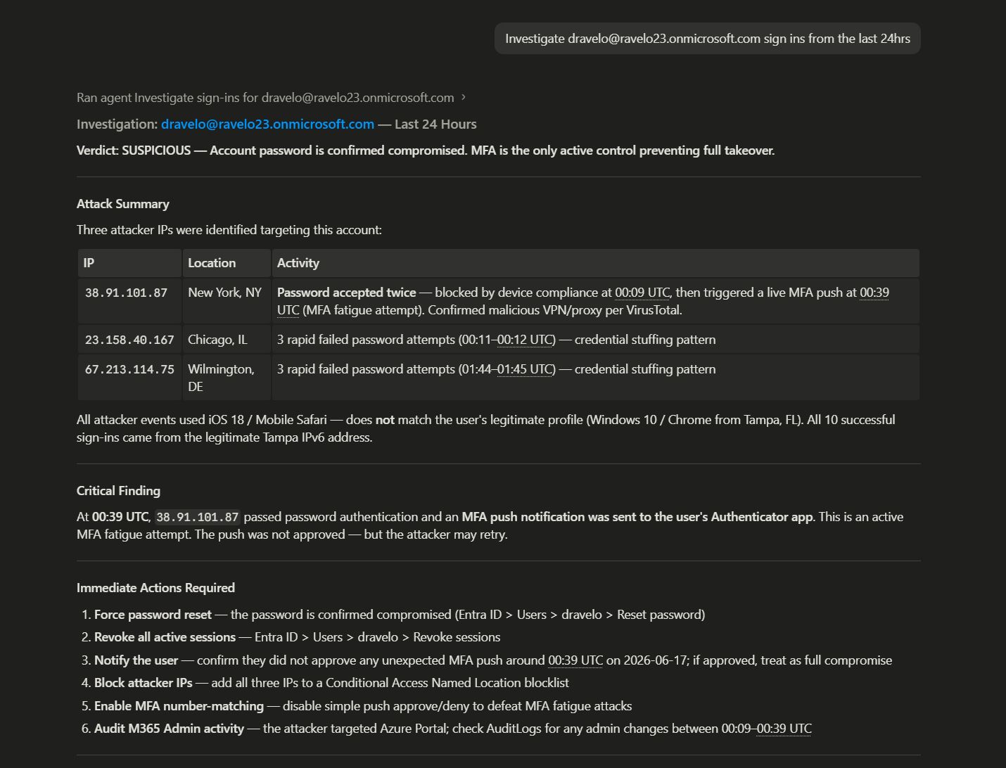 Investigation report output
